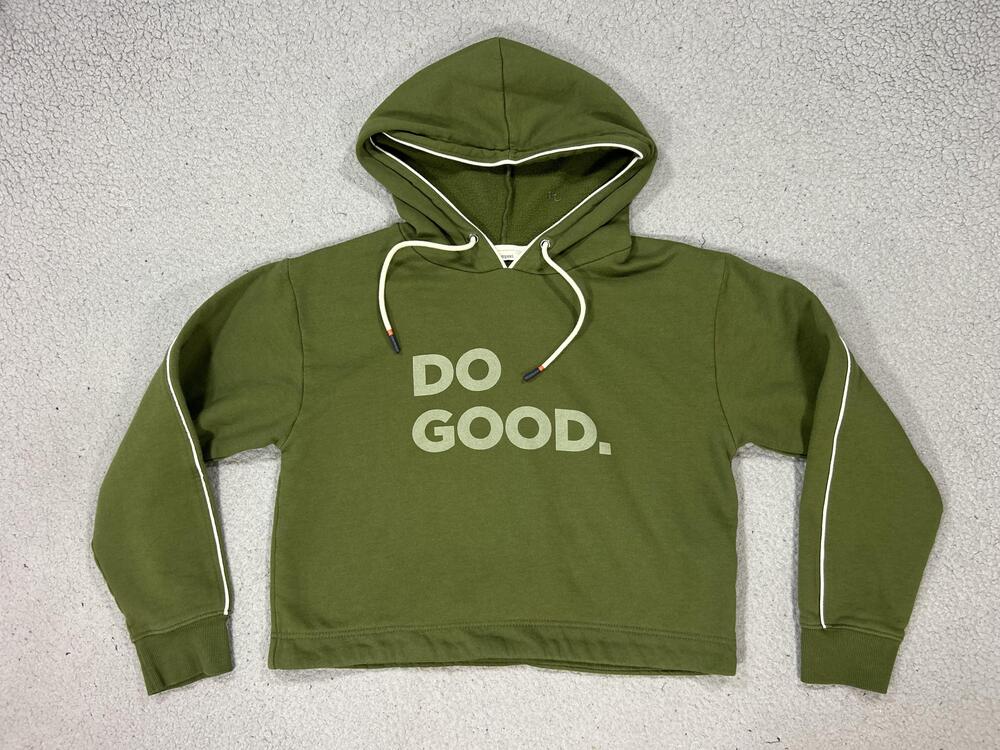 Cotopaxi Hoodie Womens Large Green Do Good Fleece Cropped Graphic Pullover